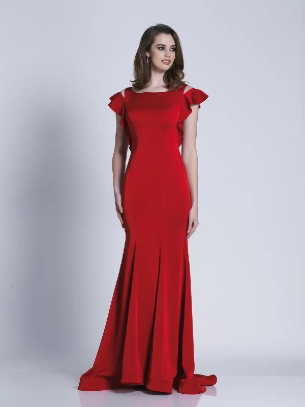 women's evening dressesDave & Johnny Cutout Ruffled Sleeves Evening Gown A5908