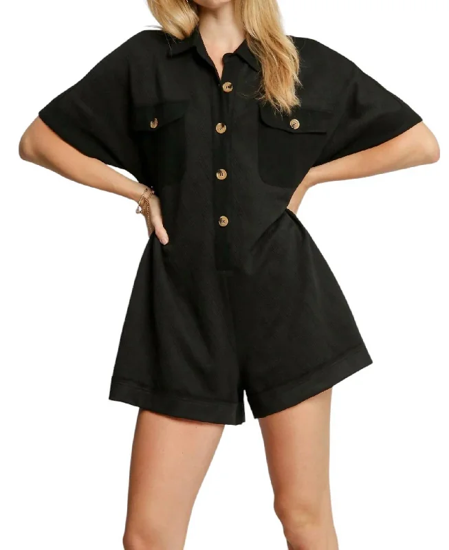 women's jumpsuits for beach outingsKnit Romper In Black