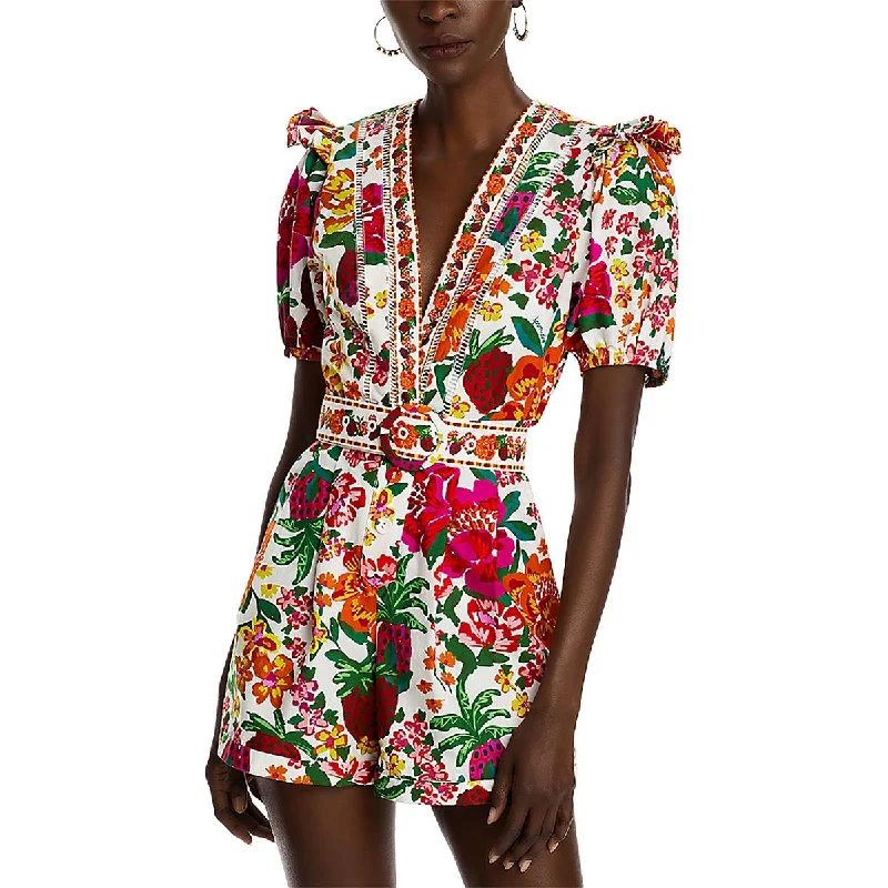 women's jumpsuits with striped patternsWomens Floral Button Up Romper