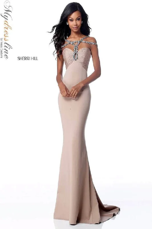 women's work dressesSherri Hill 51776 - Beaded Strappy Evening Gown