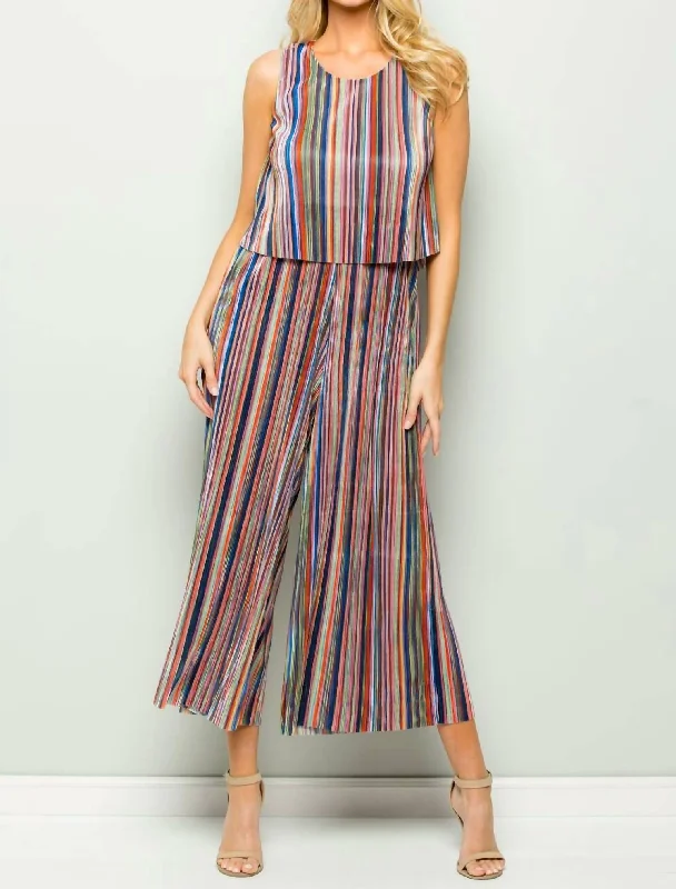 women's jumpsuits for laid-back looksPanama Stripe Jumpsuit In Multi