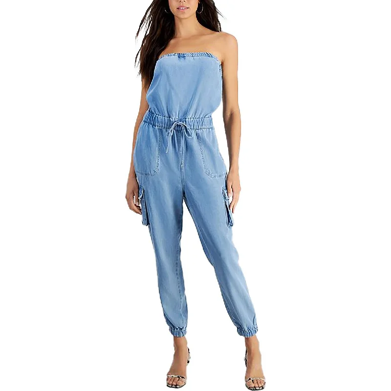 women's jumpsuits with long sleevesLucia Womens Denim Cargo Jumpsuit