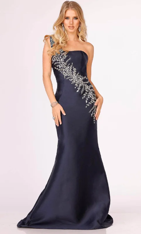 women's lace dressesTerani Couture 231P0176 - Asymmetric Beaded Applique Evening Gown