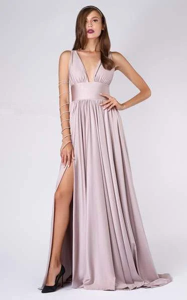 women's retro dressesMNM Couture - L0051 Plunging V-Neck A-Line Evening Dress