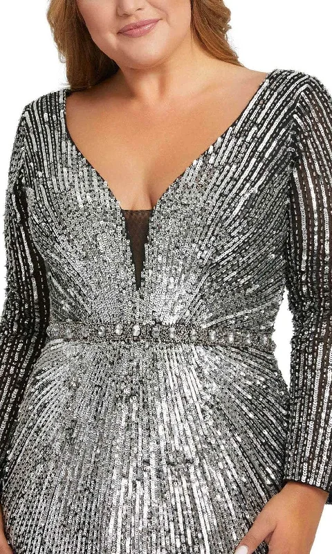 women's flutter-sleeved dressesMac Duggal 5176 - Sequin Long Sleeve Evening Gown