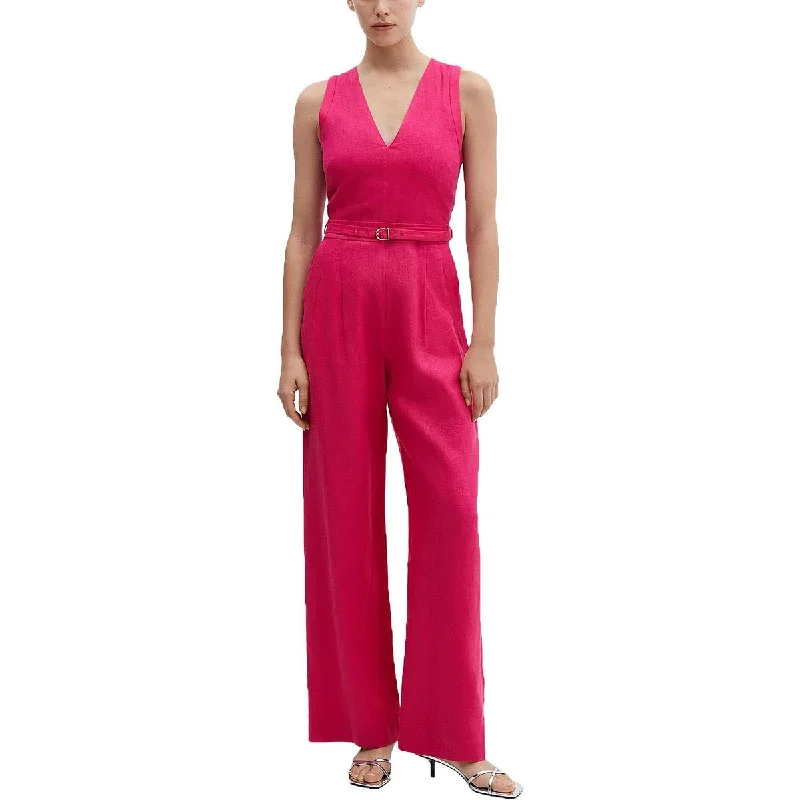 women's jumpsuits for fair-trade practicesWomens Linen V-neck Jumpsuit