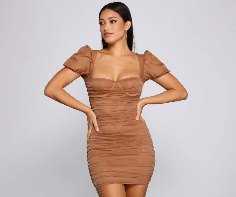 women's high-end dressesStylish Influence Ruched Mini Dress