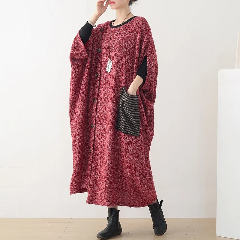 women's statement dressesElegant hooded spring clothes Women pattern burgundy Maxi Dress