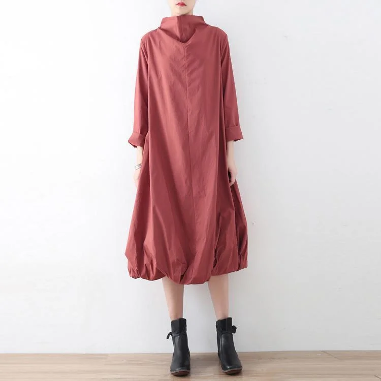 women's smart casual dressesNew 2024 fall dresses pink baggy maxi dress caftans oversized gown high neck