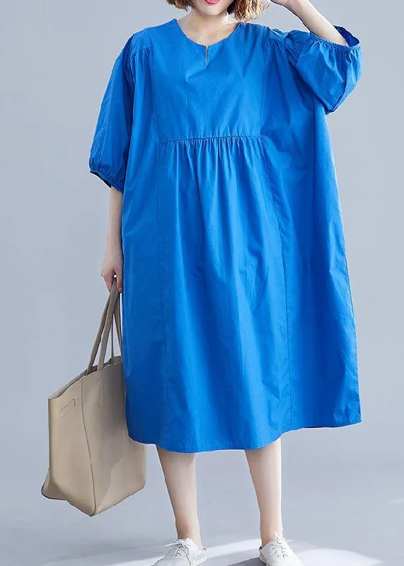 women's casual dressesBohemian Cinched cotton clothes Women Shape blue Maxi Dress summer