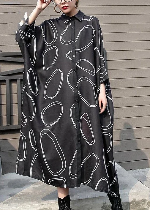 women's mini dressesNew black Chiffon dresses plus size prints traveling dress boutique batwing sleeve shirt maxi dresses