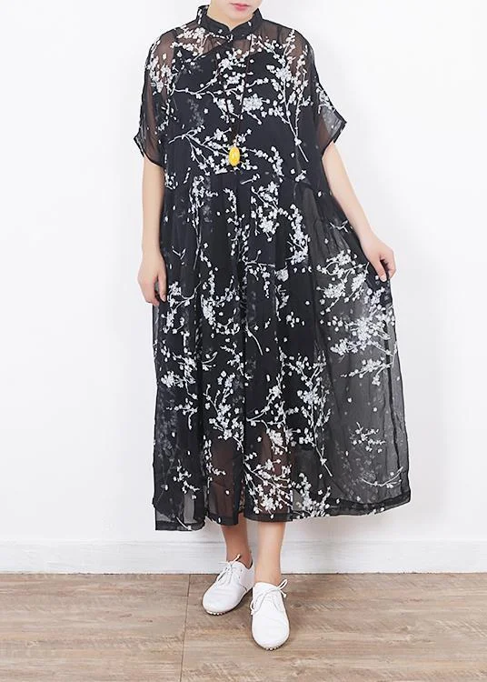 women's empire waist dressesWomen black silk dresses Boho Sleeve short sleeve Maxi summer Dresses