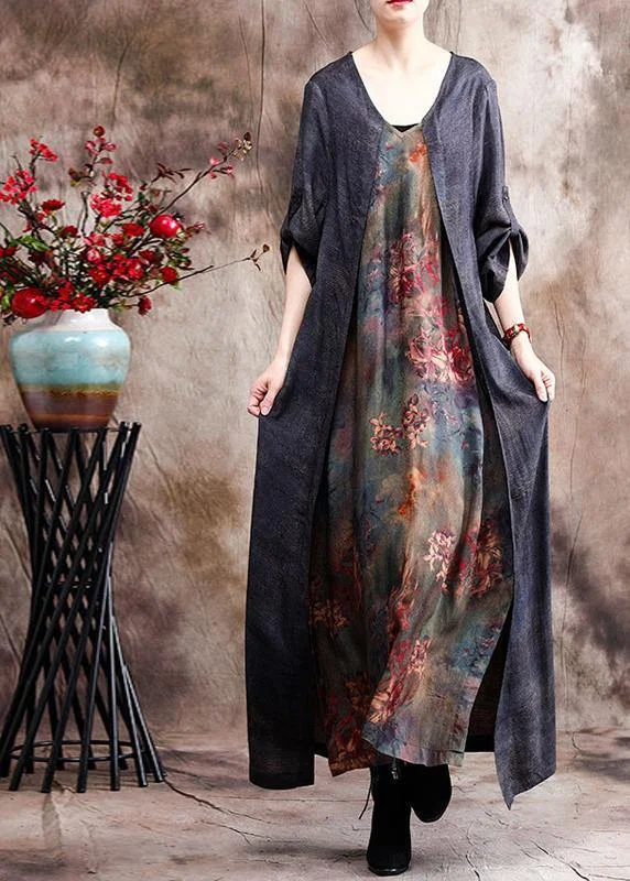 women's lightweight dressesClassy Patchwork Print Maxi Dress Caftan Gown