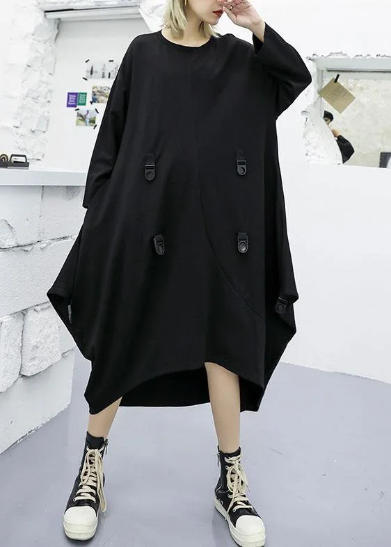 women's prom dressesModern asymmetric cotton clothes Women Fashion Ideas black long sleeve Maxi Dresses fall