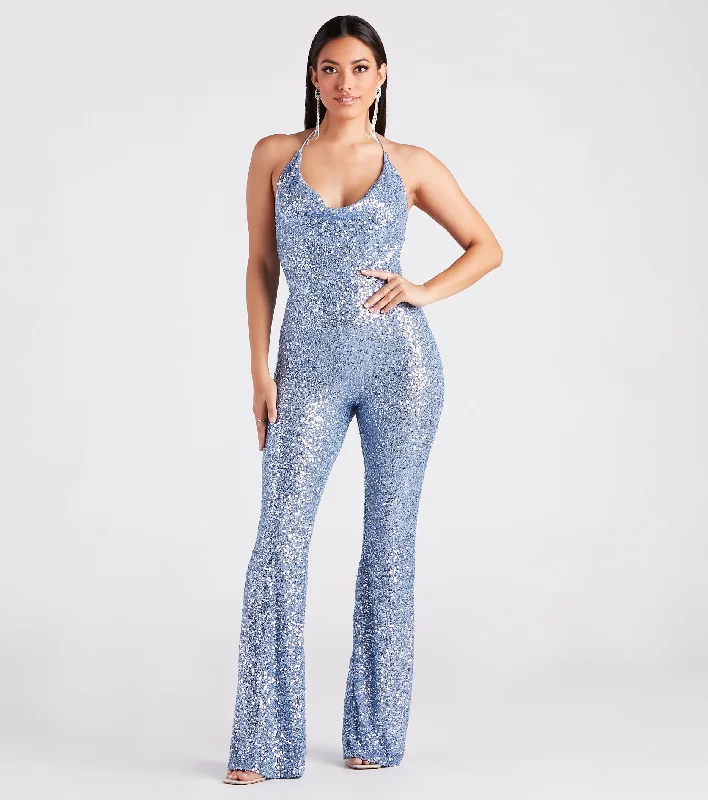 women's jumpsuits for eco-friendly choicesDance Floor Diva Sequin Backless Jumpsuit