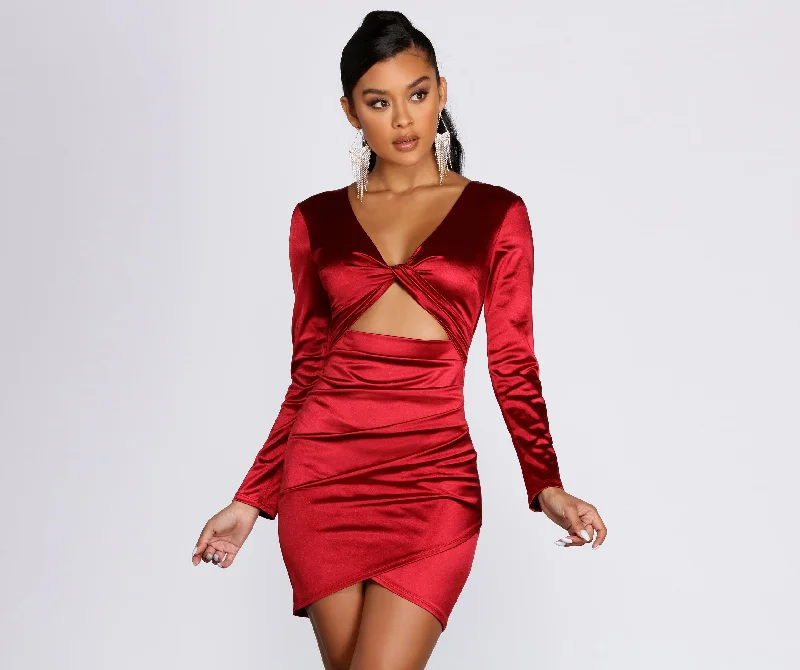 women's machine-washable dressesTwist of Fate Satin Mini Dress