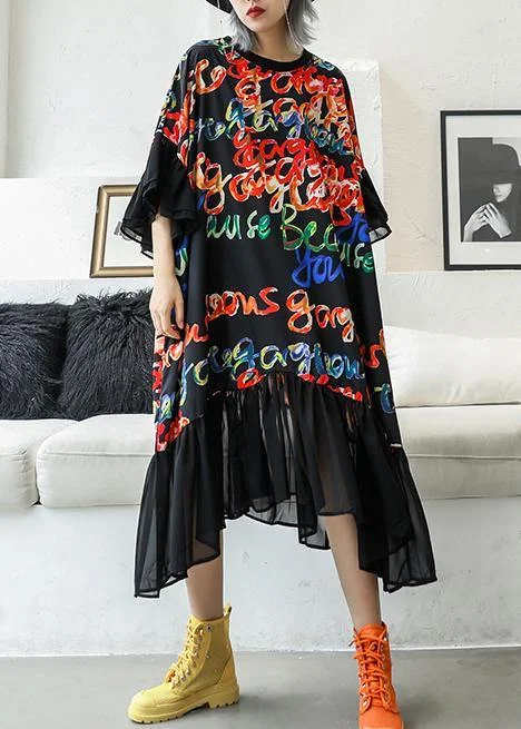 women's cocktail dressesBohemian black print cotton quilting clothes o neck patchwork Maxi summer Dress