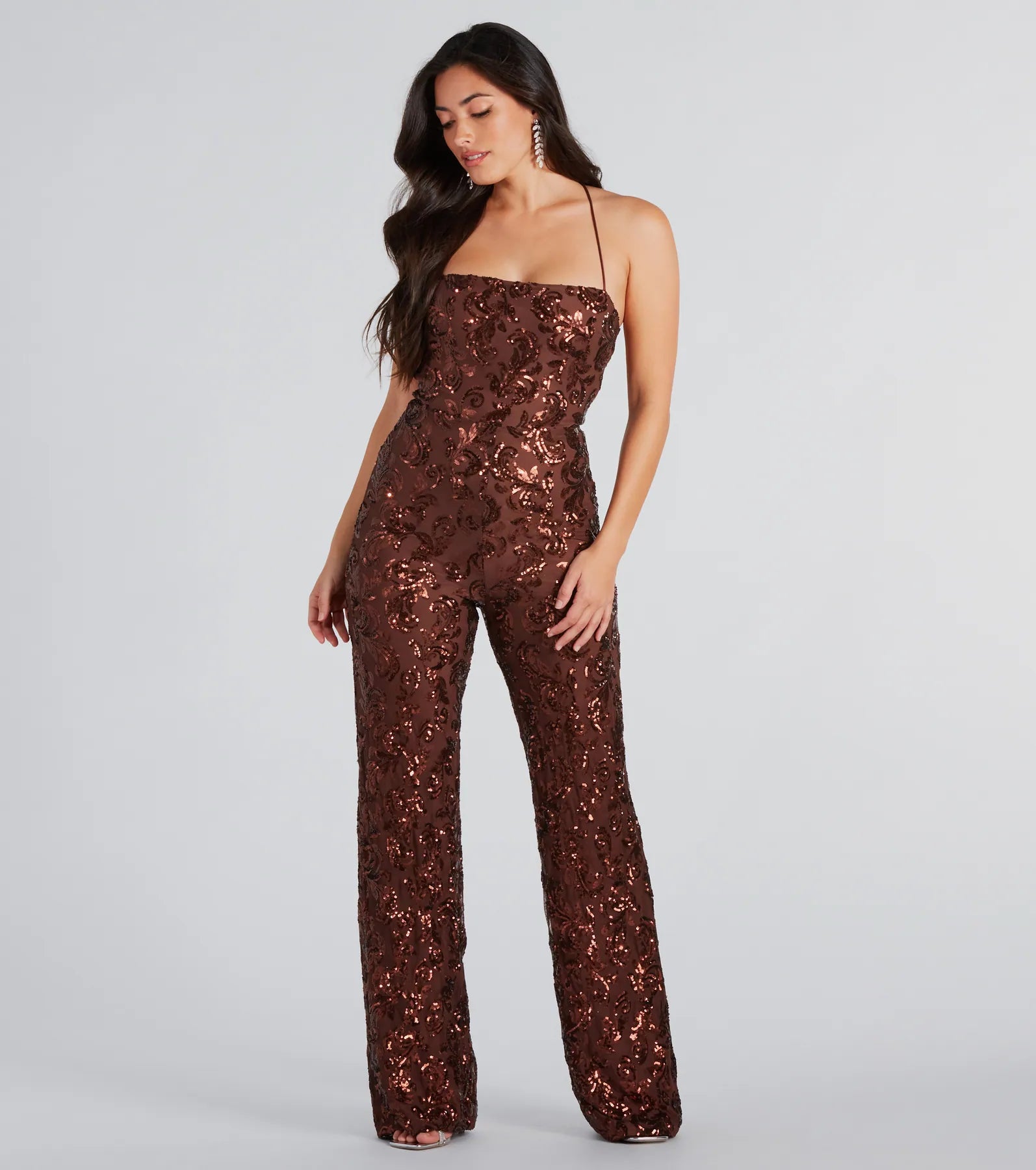 women's jumpsuits for fair-trade practicesRadiate In Sequins Lace-Up Jumpsuit