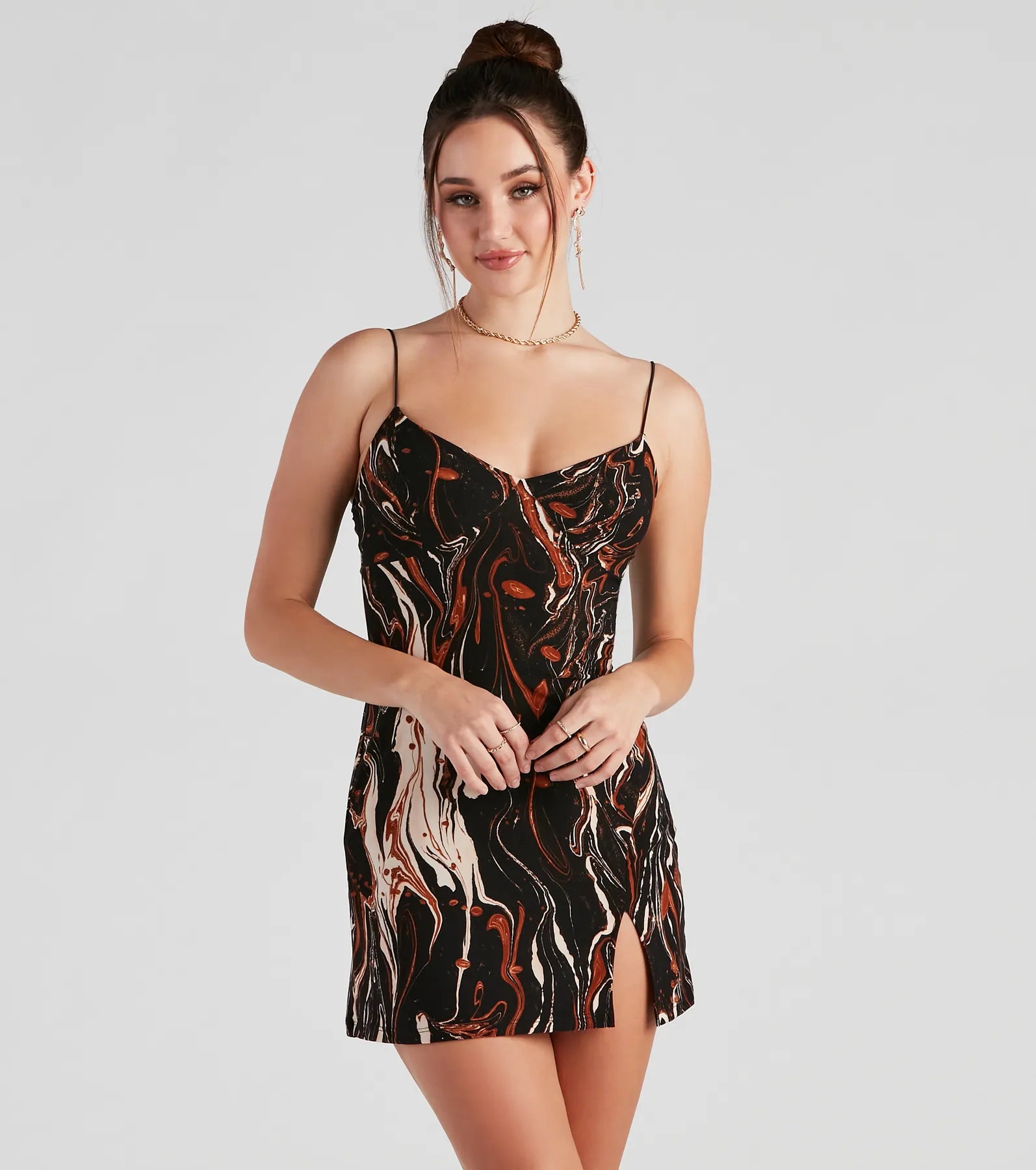 women's tall dressesPerfect Swirls V-Neck Mini Dress