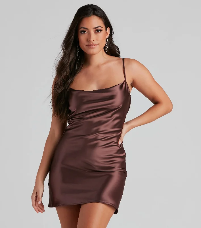 women's one-shoulder dressesKeep It Sleek Satin Mini Dress