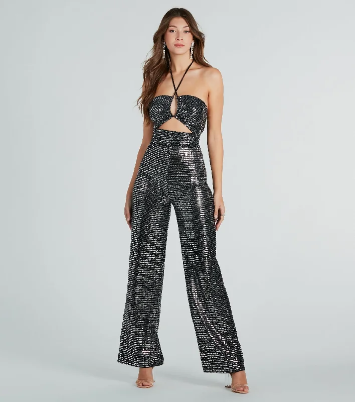 women's jumpsuits for affordable luxuryUltimate Glamour Sequin Cutout Jumpsuit