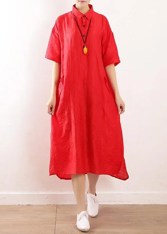 women's ruffle dressesBohemian side open Wardrobes design red Maxi Dress summer