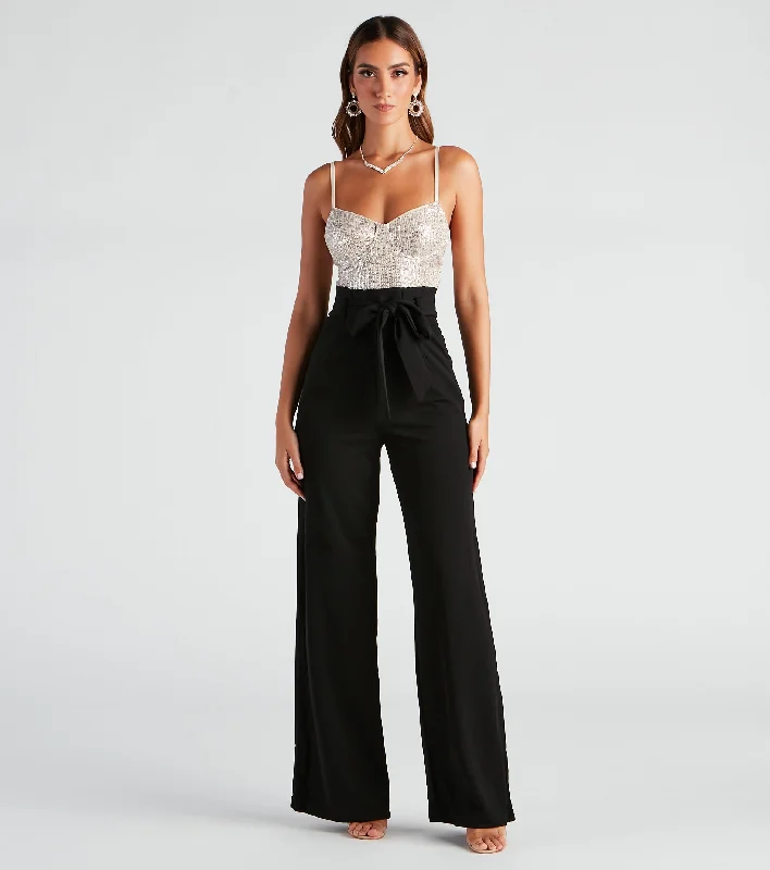 women's jumpsuits for high-performance fabricsCatch Me In Sequin Wide-Leg Jumpsuit