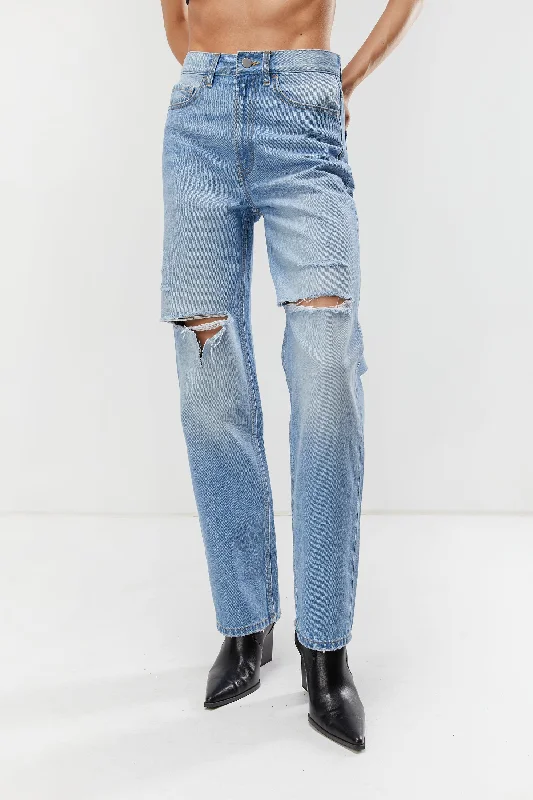 women's warm pantsRELAXED RIPPED JEANS