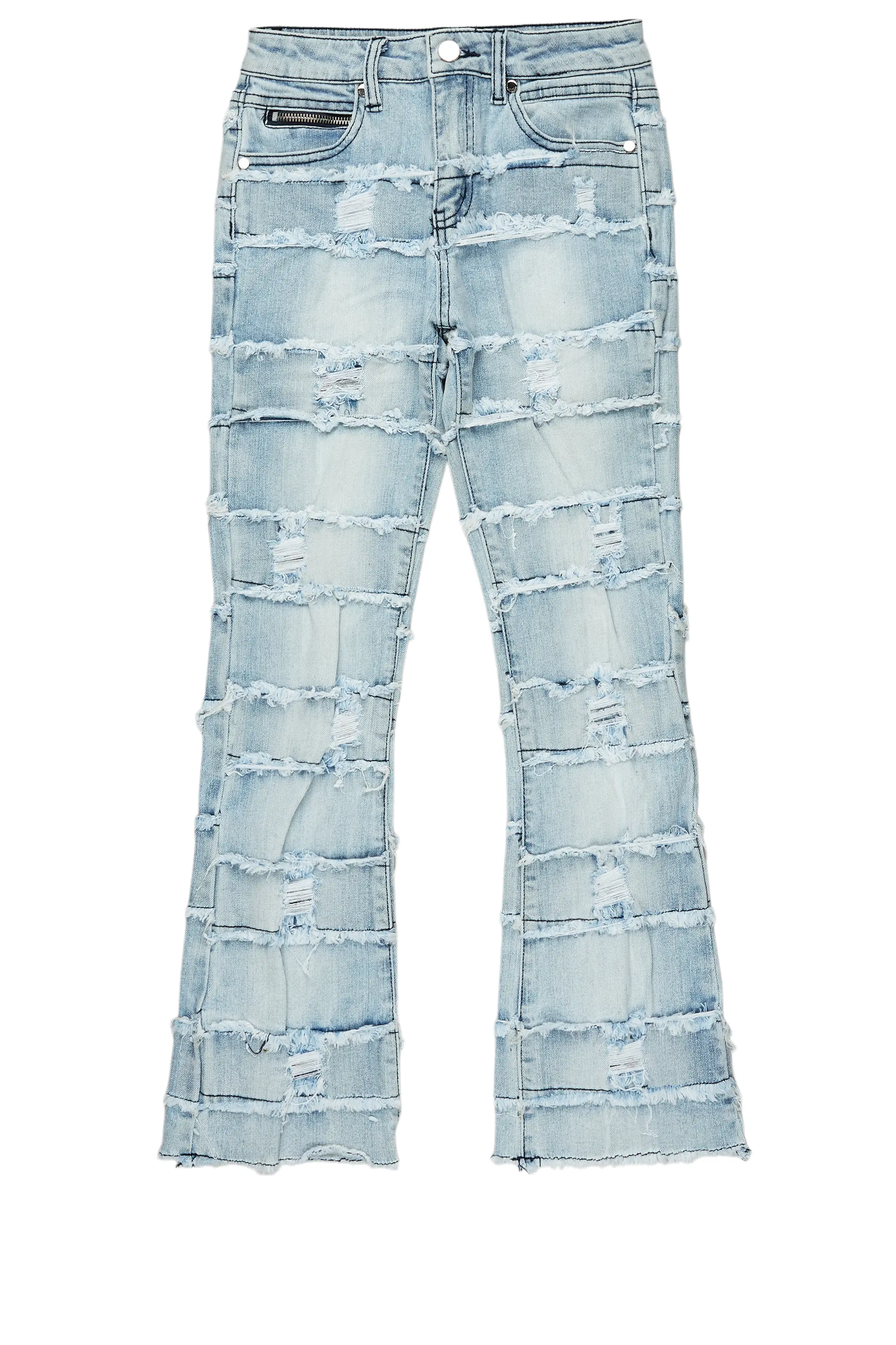 women's zipper pantsBoys Sten Blue Stacked Flare Jean