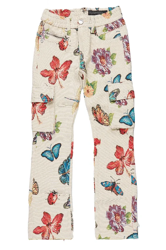 women's bridal pantsGirls Alora Beige Multi Tapestry Stacked Flare Jean