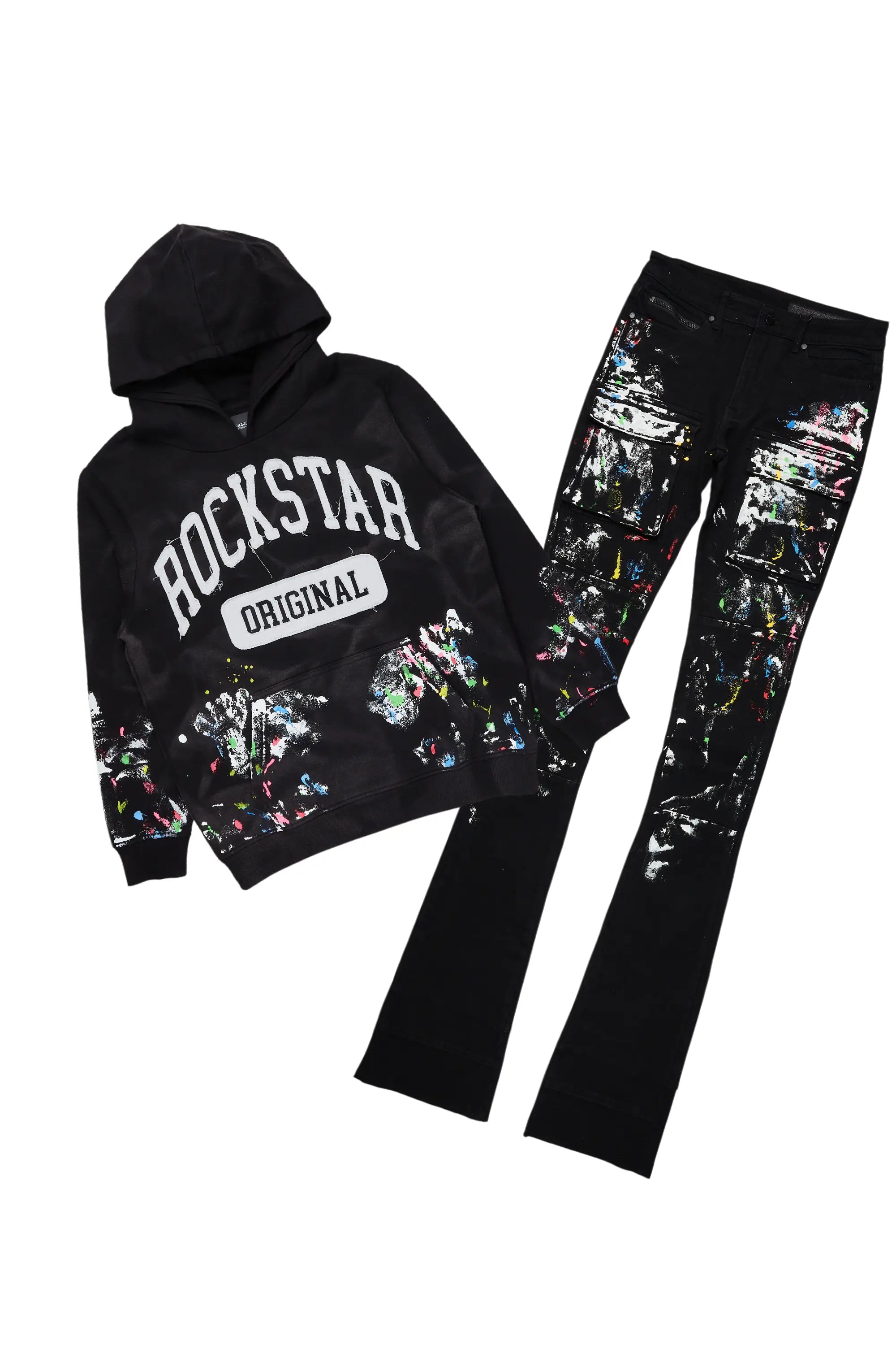 women's floral pantsBalta Black Hoodie/Super Stacked Flare Jean Bundle