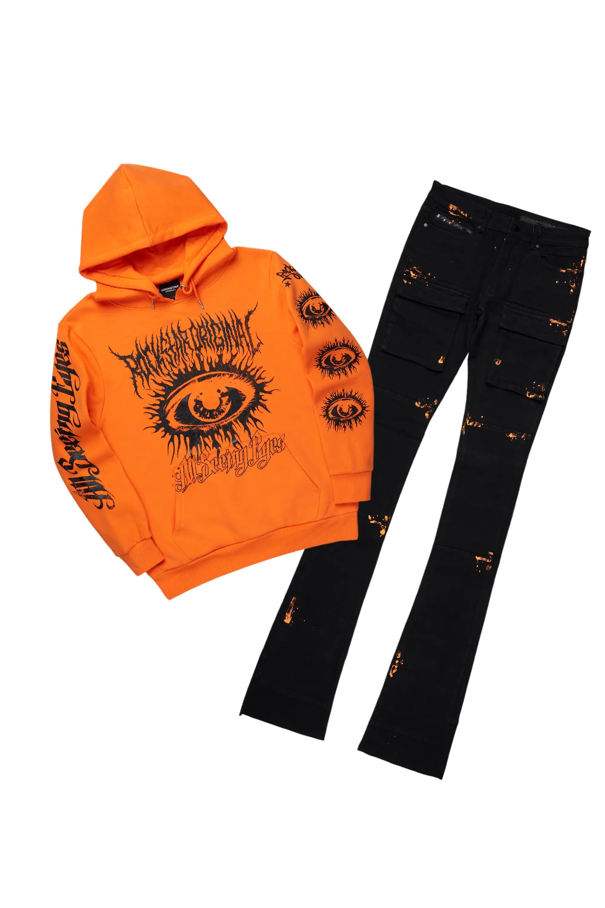 women's summer pantsAll Seeing Eyes Orange Hoodie/Super Stacked Flare Jean Bundle