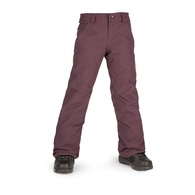 women's bell-bottom pantsVOLCOM Youth Frochickidee Insulated Snowboard Pants Black Plum 2023