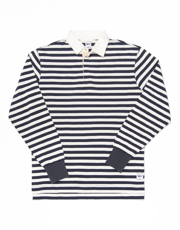 women's statement dressesWHITE/NAVY STRIPE RUGBY SHIRT