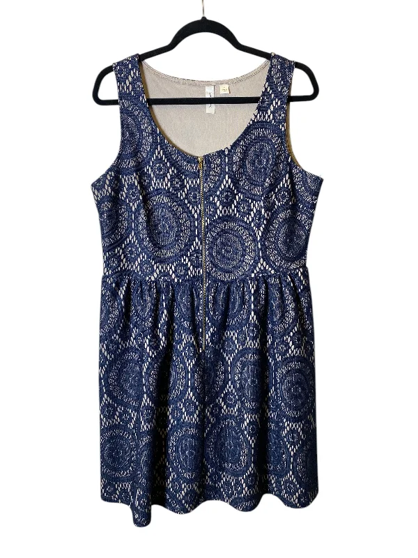 women's machine-washable dressesDress Casual Short By Tacera In Blue & Cream, Size: L