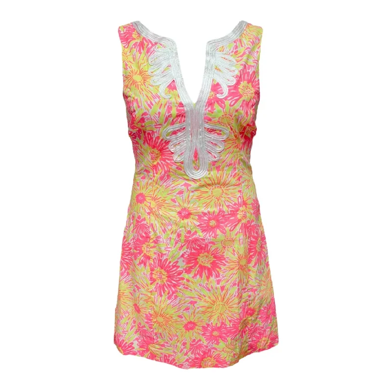 women's floral dressesJanice Shift Dress Designer By Lilly Pulitzer In Pink & Yellow, Size: 6