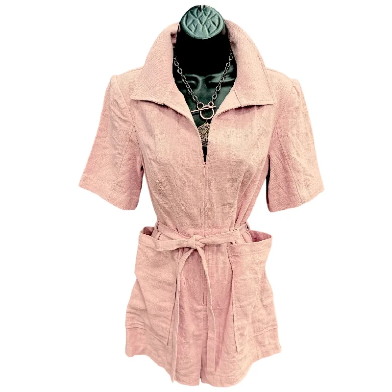 women's metallic dressesZip Up Linen Romper By Du Paradis In Peach, Size: 2