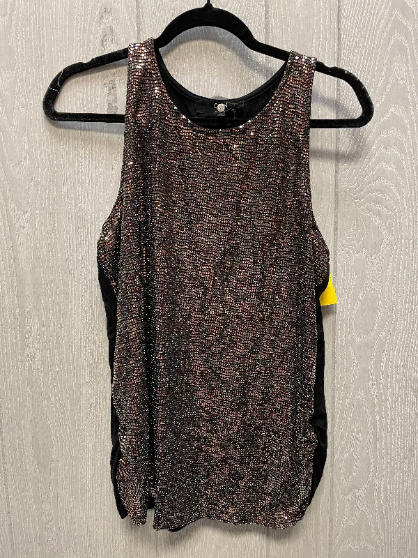 women's wrinkle-resistant dressesTop Sleeveless By COIN 1804  In Black & Gold, Size: 1x