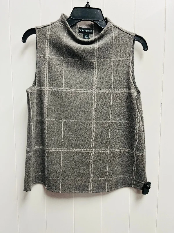 women's bell-sleeved dressesTop Sleeveless By Cynthia Rowley In Grey & White, Size: S