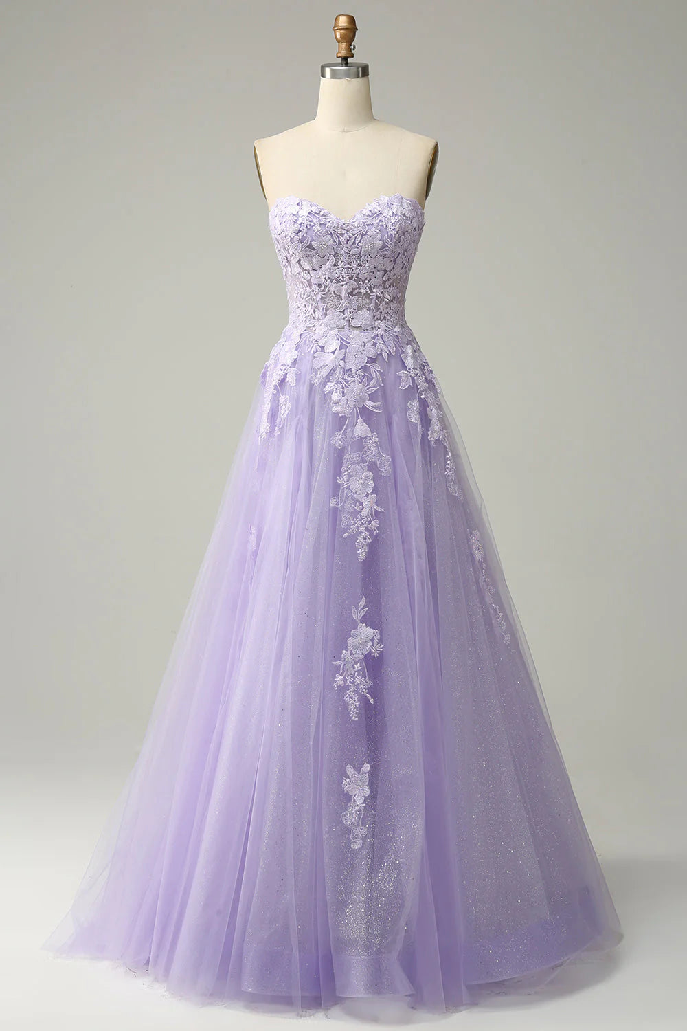 women's limited-edition dressesA Line Spaghetti Straps Long Purple Prom Dress with Appliques