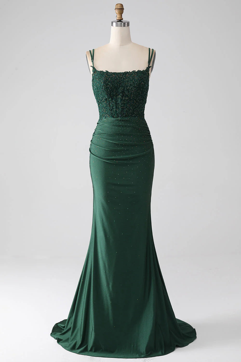 women's wrinkle-resistant dressesAmzcw Dark Green Mermaid Spaghetti Straps Long Corset Prom Dress With Beading long sleeve long dresses prom