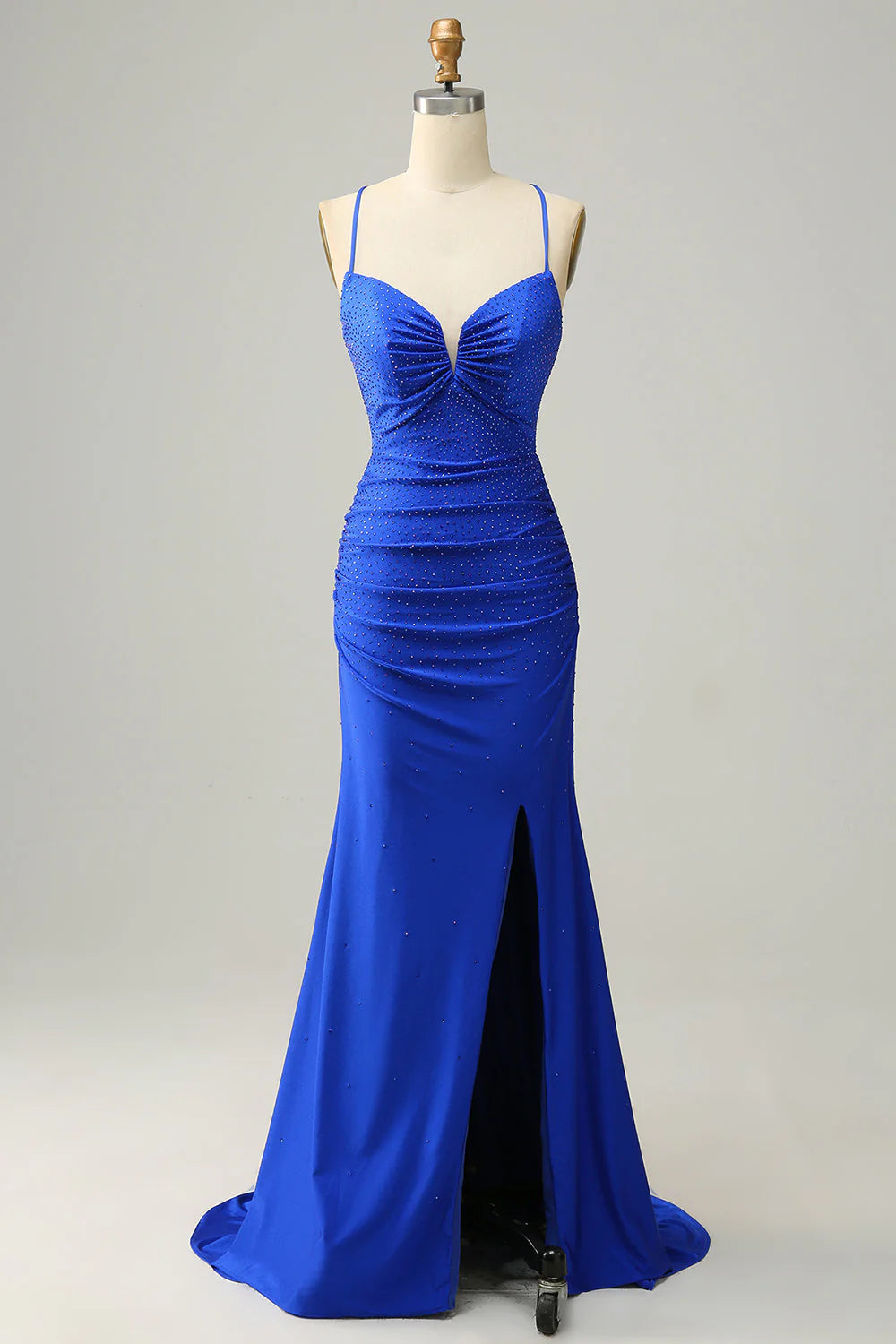 women's body-skimming dressesAmzcw Royal Blue Mermaid Spaghetti Straps Long Prom Dress with Beading