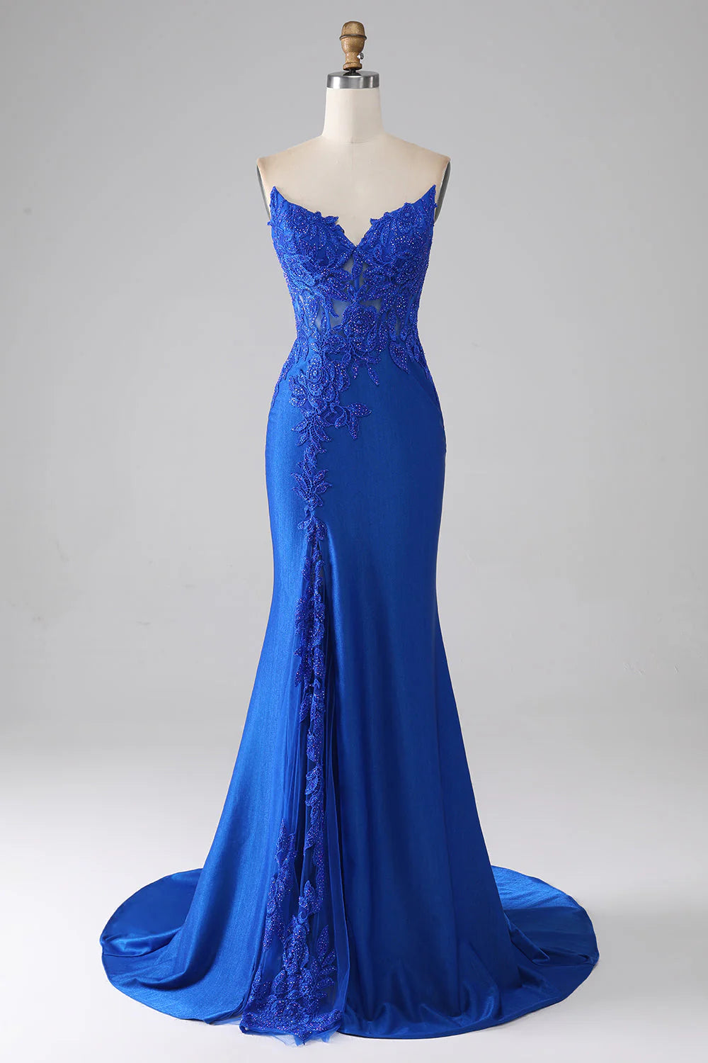 women's sustainable dressesAmzcw Royal Blue Mermaid Strapless Long Beaded Prom Dress With Appliques prom clothing