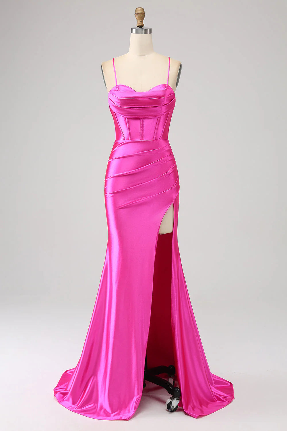 women's unique dressesAmzcw Stunning Fuchsia Mermaid Spaghetti Straps Corset Prom Dress with Split Front