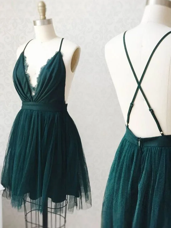 women's maternity dressesGreen Tulle Lace Short Prom Dress     S2710