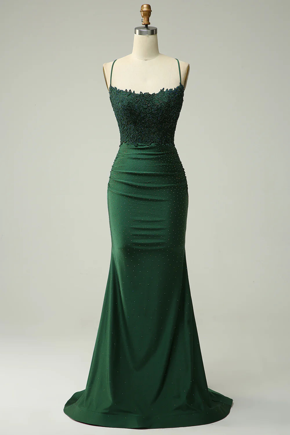 women's lightweight dressesMermaid Halter Dark Green Long Prom Dress with Appliques Beading