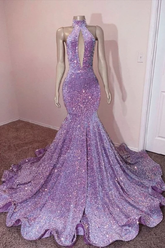 women's bow dressesSequins Prom Dresses, High Neck Prom Dresses, Glitter Prom Dresses, Mermaid Prom Dress    S3026