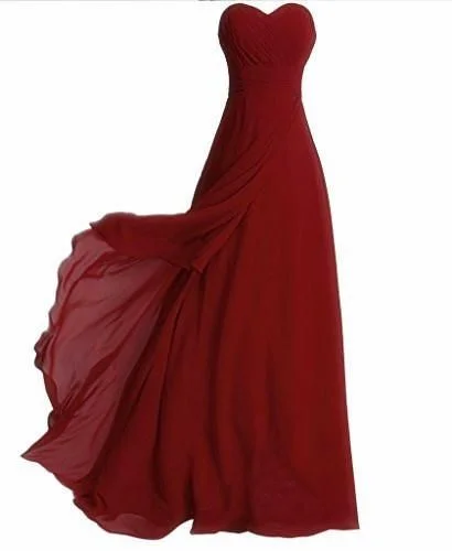 women's cinched-waist dressesSimple Sweetheart Chiffon Long Pleated Prom Dresses    S2741